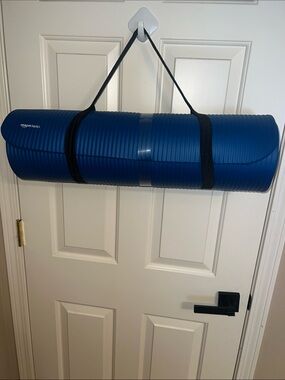 Blue Yoga Mat with Carry Strap by Amazon Basics